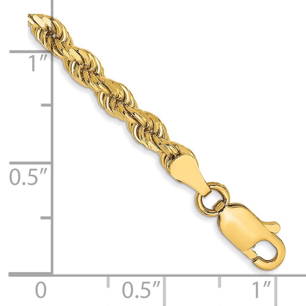 14K 7 inch 3.5mm Semi Solid Diamond-cut Rope with Lobster Clasp Chain (DH025-7)