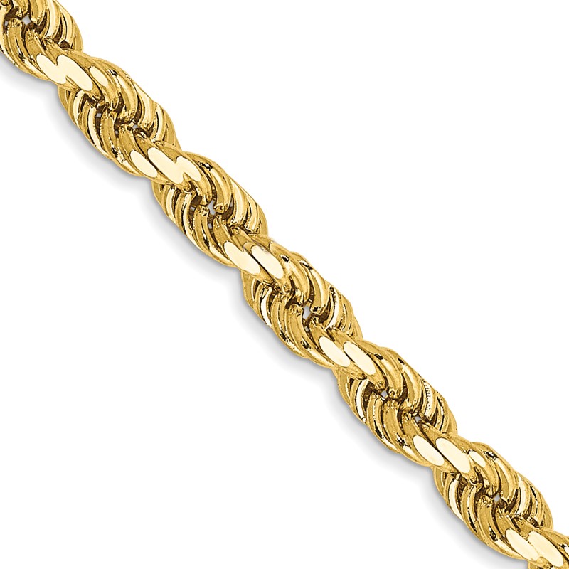 14K 24 inch 3.5mm Semi Solid Diamond-cut Rope with Lobster Clasp Chain