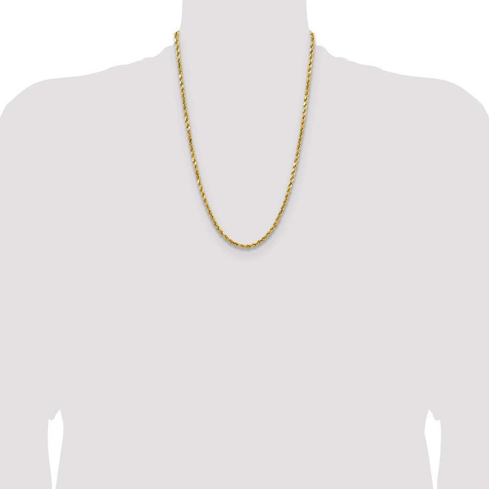 14K 24 inch 4mm Semi Solid Diamond-cut Rope with Lobster Clasp Chain (DH030-24)