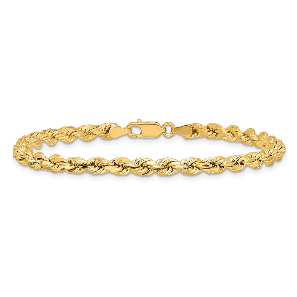 14K 7 inch 4mm Semi Solid Diamond-cut Rope with Lobster Clasp Chain (DH030-7)