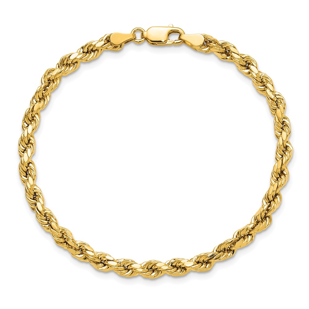14K 7 inch 4mm Semi Solid Diamond-cut Rope with Lobster Clasp Chain (DH030-7)