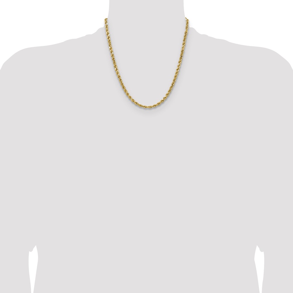 14K 20 inch 4.9mm Semi Solid Diamond-cut Rope with Lobster Clasp Chain (DH035-20)