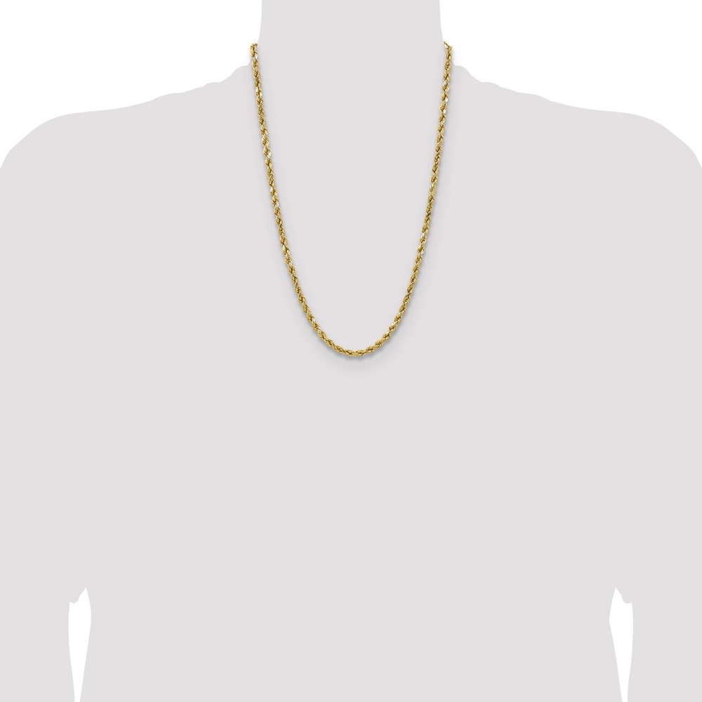 14K 24 inch 4.9mm Semi Solid Diamond-cut Rope with Lobster Clasp Chain (DH035-24)