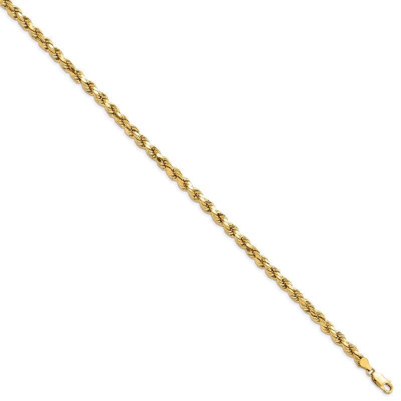 14K 7 inch 4.9mm Semi Solid Diamond-cut Rope with Lobster Clasp Chain