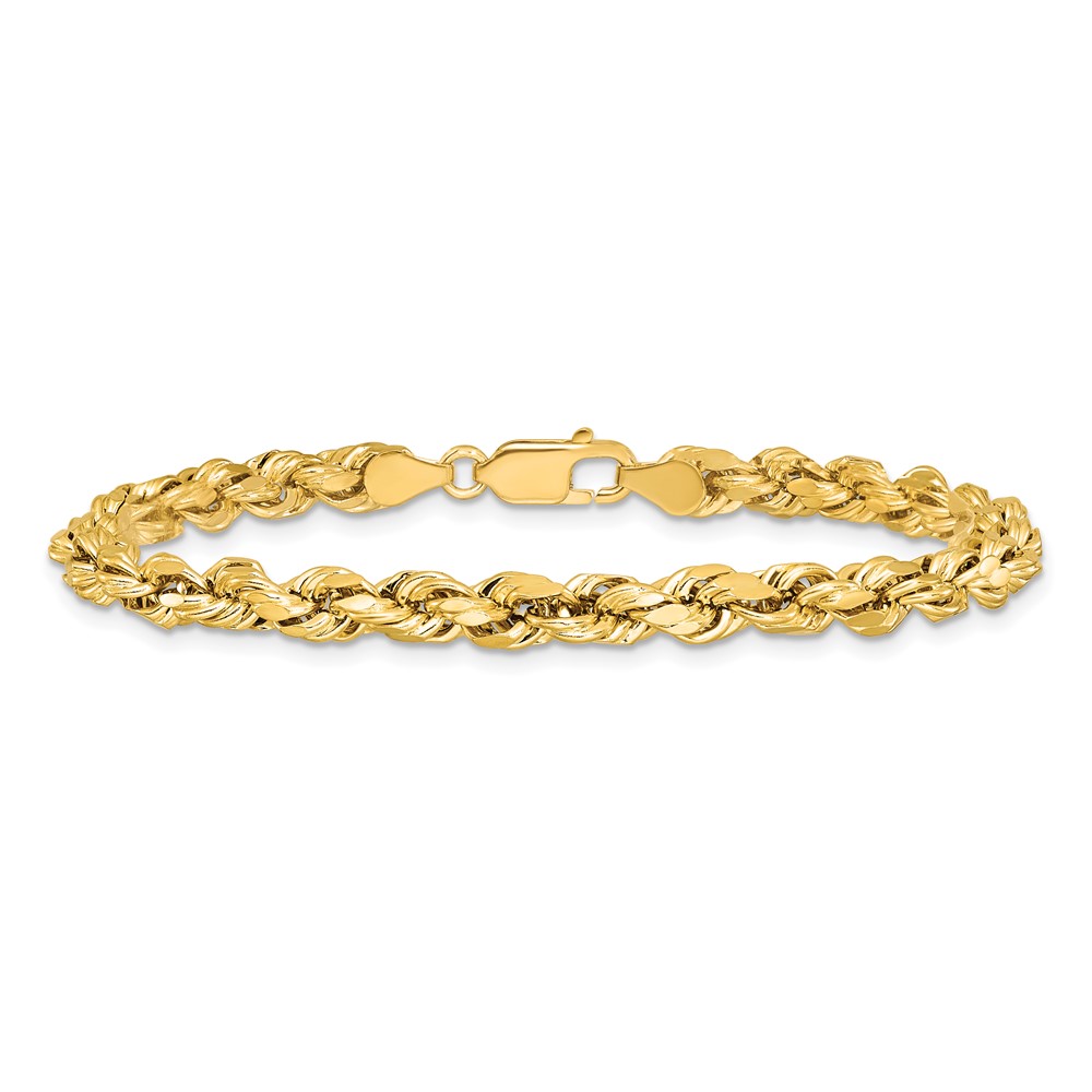 14K 7 inch 4.9mm Semi Solid Diamond-cut Rope with Lobster Clasp Chain (DH035-7)