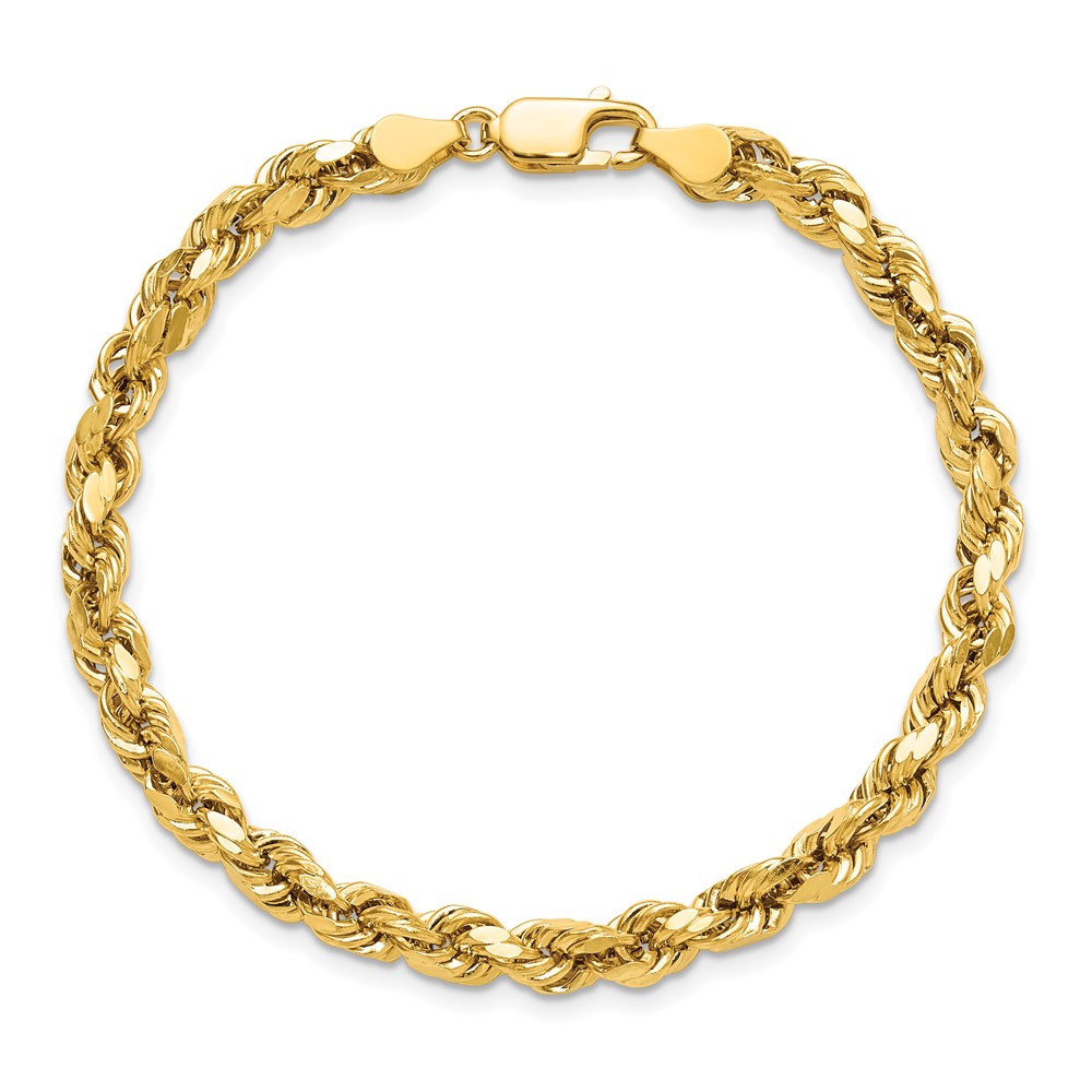 14K 7 inch 4.9mm Semi Solid Diamond-cut Rope with Lobster Clasp Chain (DH035-7)