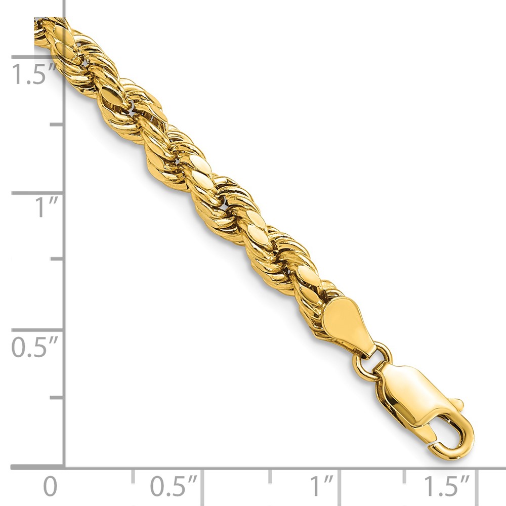 14K 7 inch 4.9mm Semi Solid Diamond-cut Rope with Lobster Clasp Chain (DH035-7)