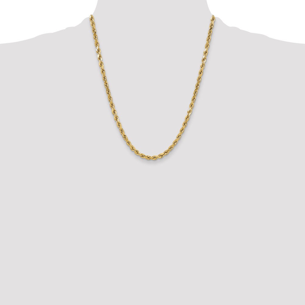 14K 22 inch 5.5mm Semi Solid Diamond-cut Rope with Lobster Clasp Chain (DH040-22)
