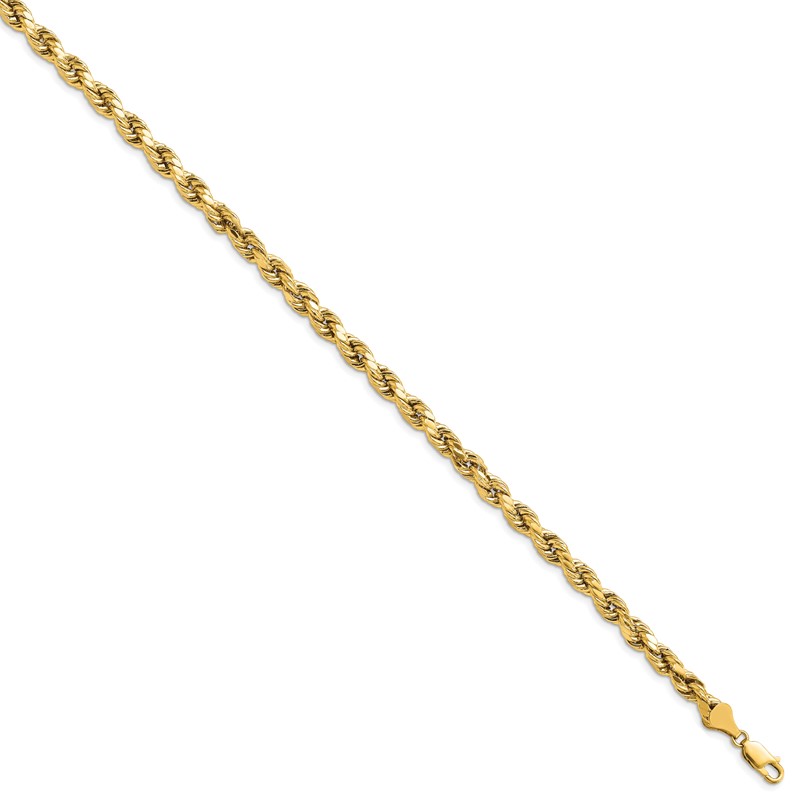 14K 7 inch 5.5mm Semi Solid Diamond-cut Rope with Lobster Clasp Chain