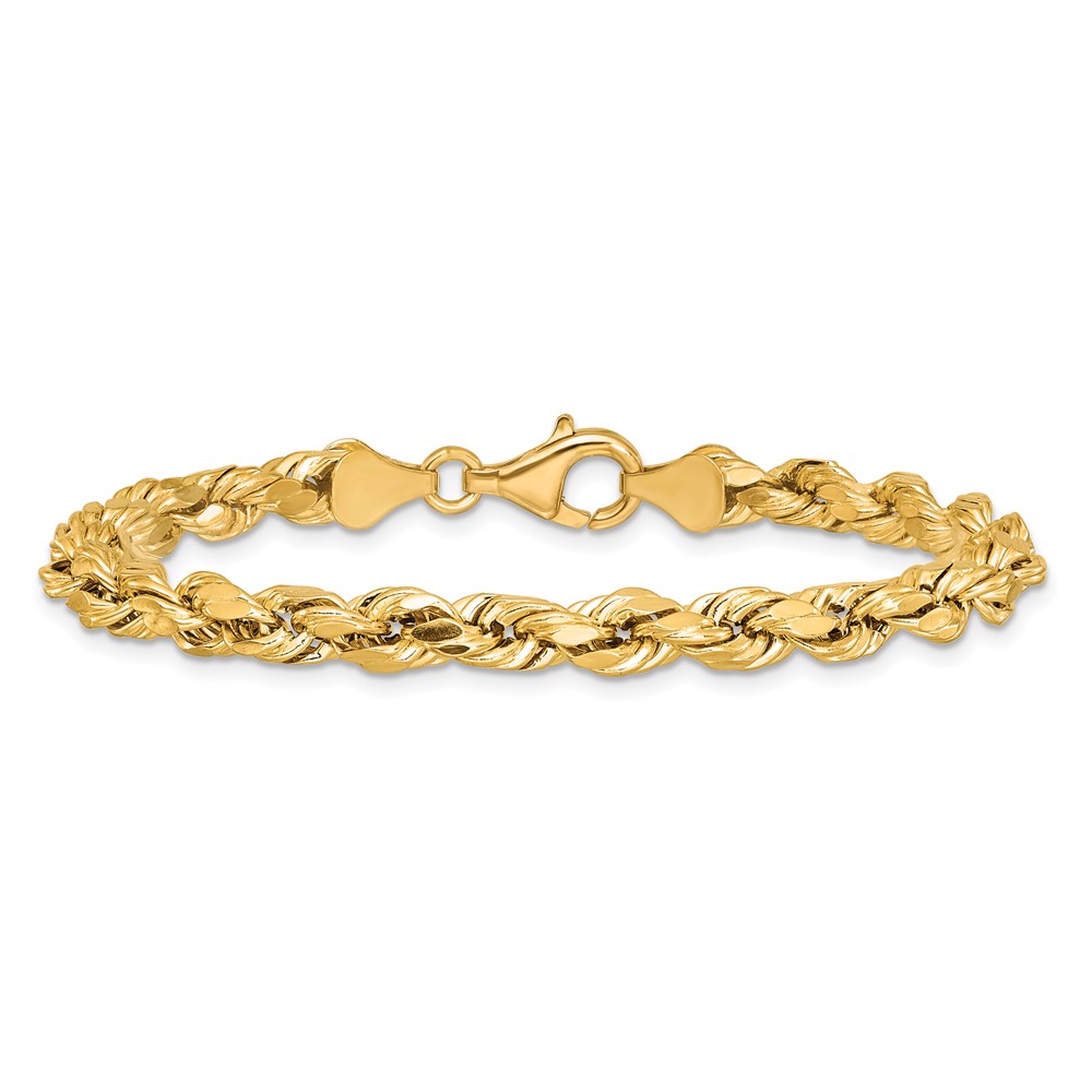 14K 7 inch 5.5mm Semi Solid Diamond-cut Rope with Lobster Clasp Chain (DH040-7)