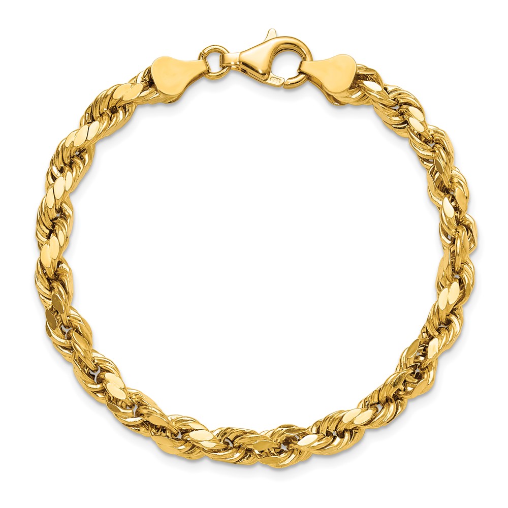 14K 7 inch 5.5mm Semi Solid Diamond-cut Rope with Lobster Clasp Chain (DH040-7)