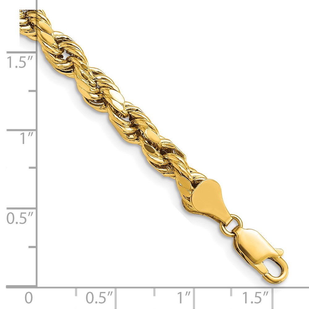 14K 7 inch 5.5mm Semi Solid Diamond-cut Rope with Lobster Clasp Chain (DH040-7)