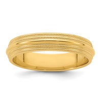 14K Yellow Gold 5mm Double Milgrain Comfort Fit Wedding Band view 1