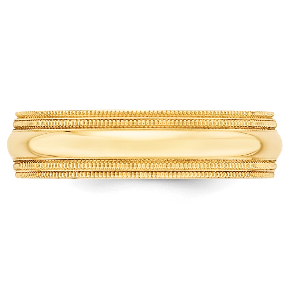 14k Yellow Gold 6mm Double Milgrain Comfort Fit Wedding Band Size 6.5 (DMC060-6.5)