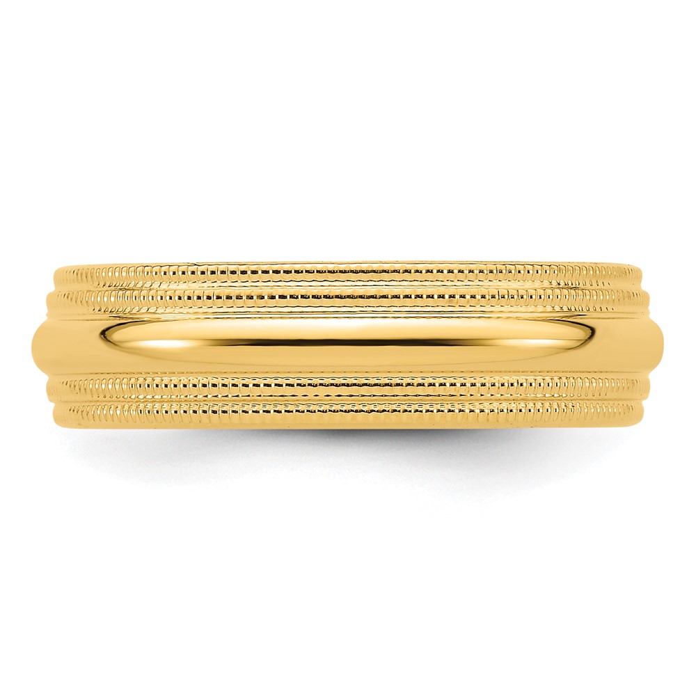 14k Yellow Gold 6mm Double Milgrain Comfort Fit Wedding Band Size 6.5 (DMC060-6.5)