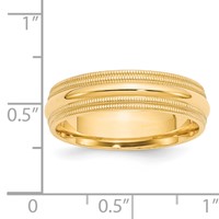 14K Yellow Gold 6mm Double Milgrain Comfort Fit Wedding Band view 3