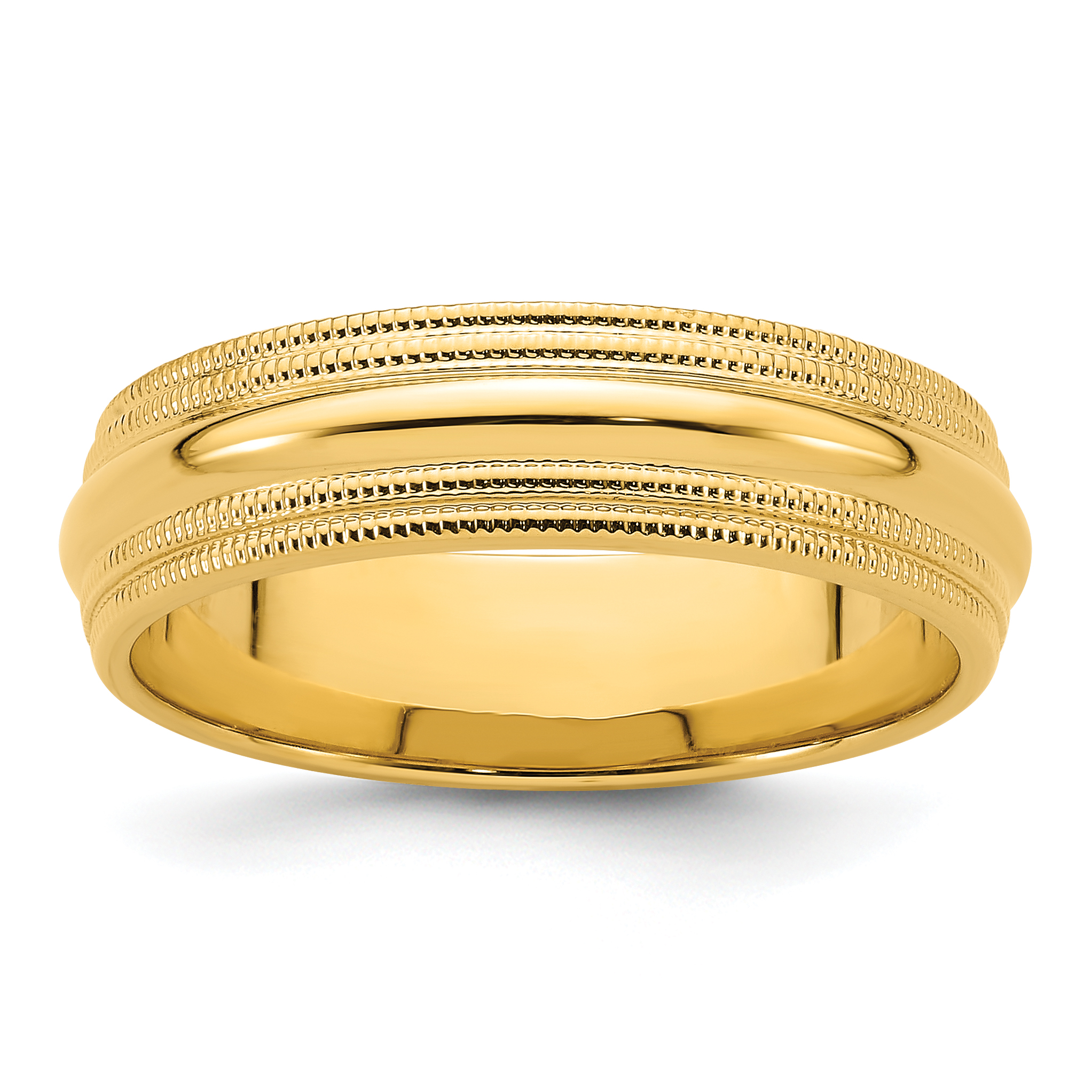 14k Yellow Gold 6mm Double Milgrain Comfort Fit Wedding Band Size 12 (DMC060-12)