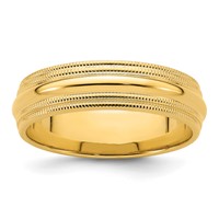 14K Yellow Gold 6mm Double Milgrain Comfort Fit Wedding Band view 1