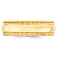 14K Yellow Gold 7mm Double Milgrain Comfort Fit Wedding Band view 3