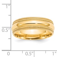 14K Yellow Gold 7mm Double Milgrain Comfort Fit Wedding Band view 4