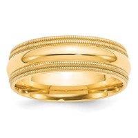 14K Yellow Gold 7mm Double Milgrain Comfort Fit Wedding Band view 1