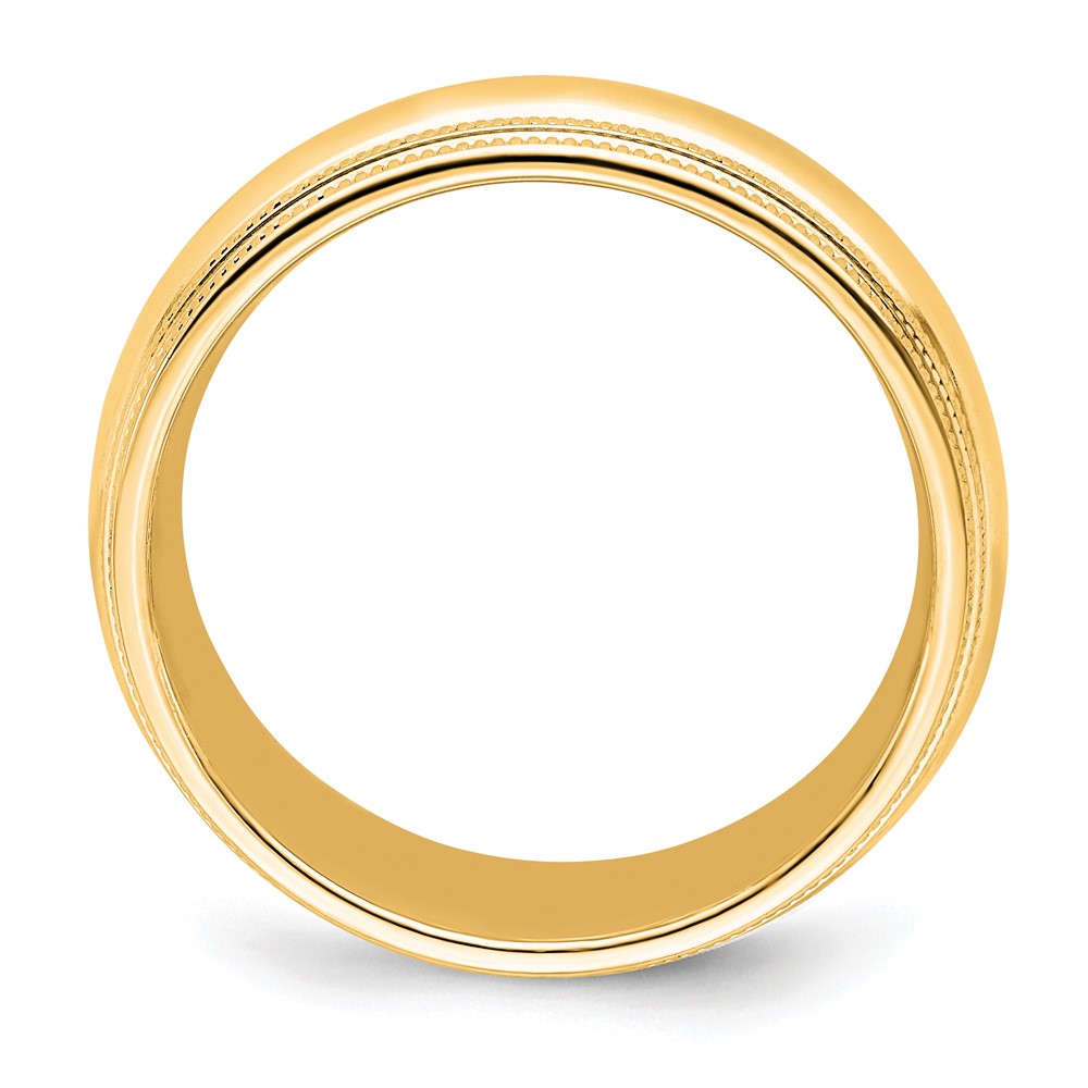 14k Yellow Gold 8mm Double Milgrain Comfort Fit Wedding Band Size 11 (DMC080-11)