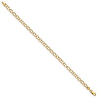 14K 4mm Yellow Gold Hollow Double Link Charm Bracelet, 8" view 2