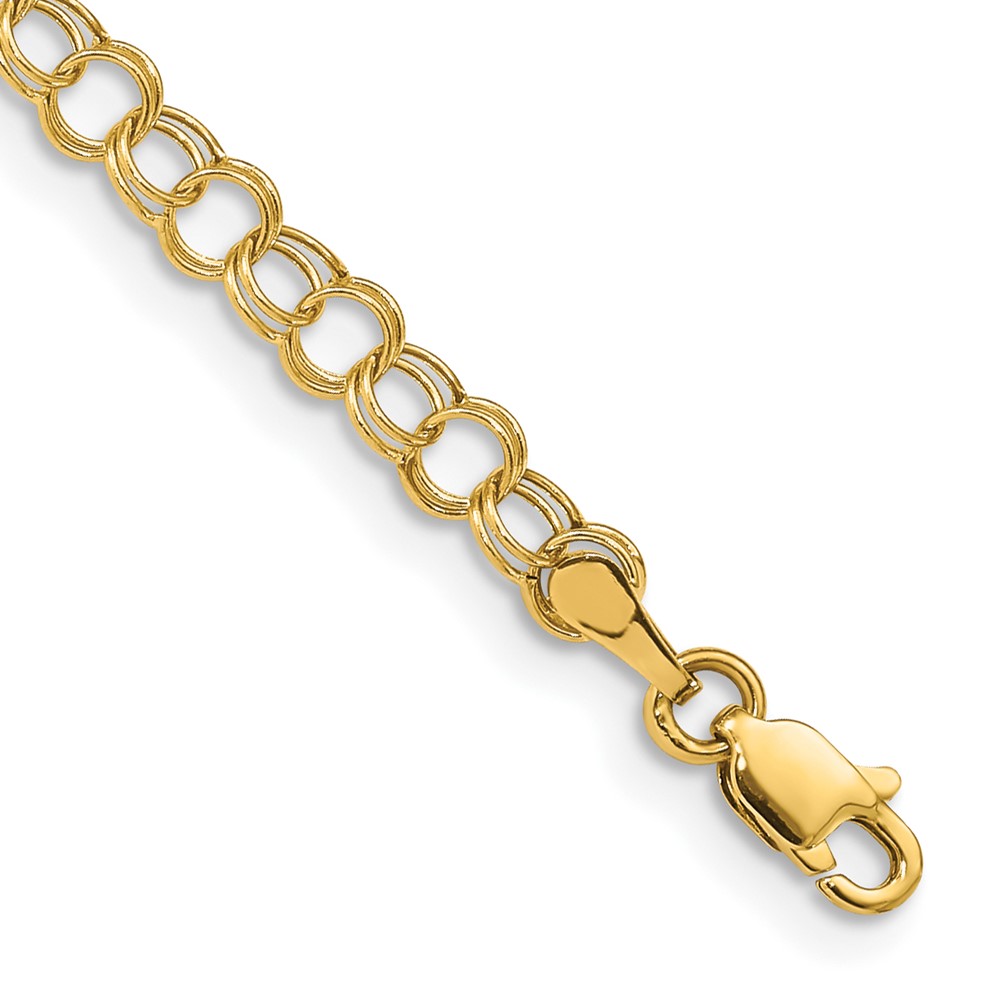 14k 4mm Hollow Double Link 5.5 inch Childs Charm Bracelet (DO350-5.5)