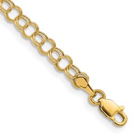 14K 4mm Yellow Gold Hollow Double Link Charm Bracelet, 8" view 1