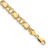 14K 7mm Solid Double Link with Hearts 7 Inch Charm Bracelet view 1