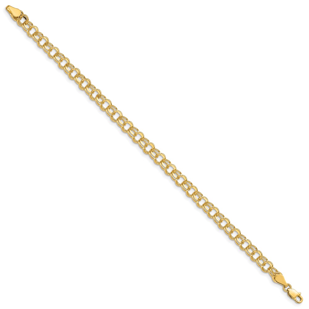 14k 5mm Solid Double Link 8 inch Charm Bracelet (DO502-8)