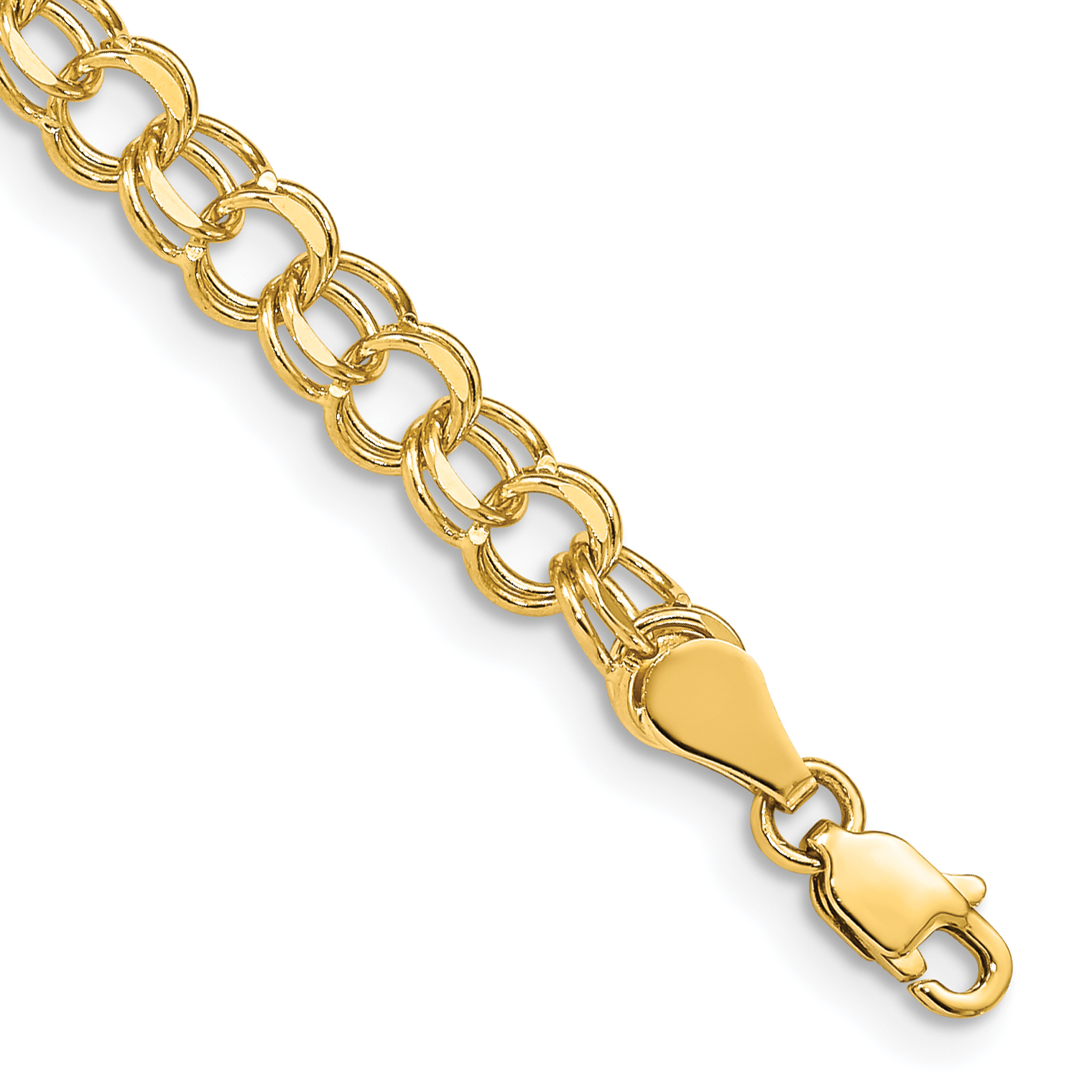 14k 5mm Solid Double Link 7 inch Charm Bracelet (DO502-7)