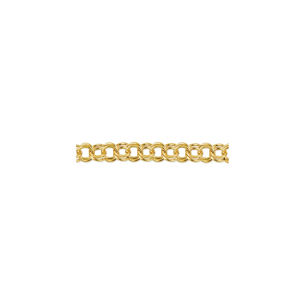 14k 6mm Solid Double Link 7 inch Charm Bracelet (DO503-7)