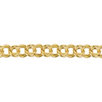 14K 6mm Yellow Gold Solid Double Link Charm Bracelet, 7" view 3