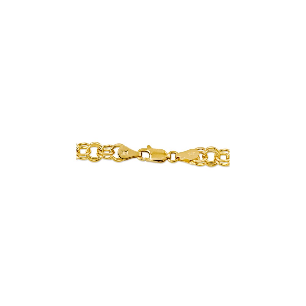 14k 6mm Solid Double Link 7 inch Charm Bracelet (DO503-7)