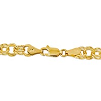 14K 6mm Yellow Gold Solid Double Link Charm Bracelet, 7" view 4