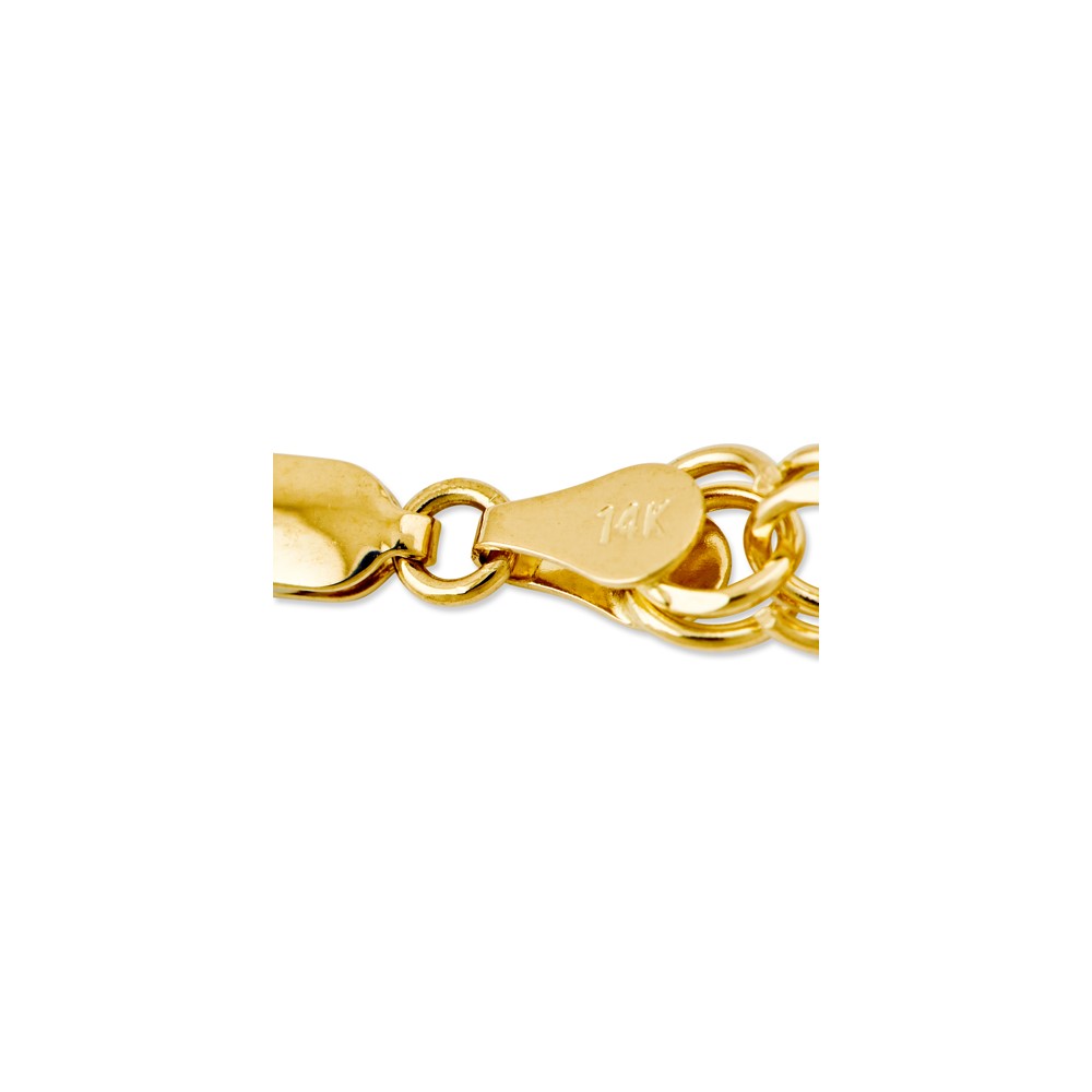 14k 6mm Solid Double Link 7 inch Charm Bracelet (DO503-7)