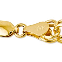 14K 6mm Yellow Gold Solid Double Link Charm Bracelet, 7" view 5
