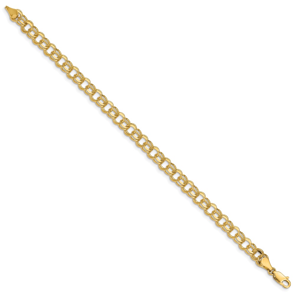 14k 6mm Solid Double Link 7 inch Charm Bracelet (DO503-7)