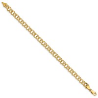 14K 6mm Yellow Gold Solid Double Link Charm Bracelet, 7" view 2