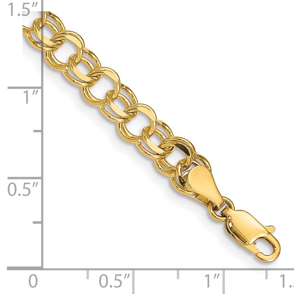 14k 6mm Solid Double Link 7 inch Charm Bracelet (DO503-7)