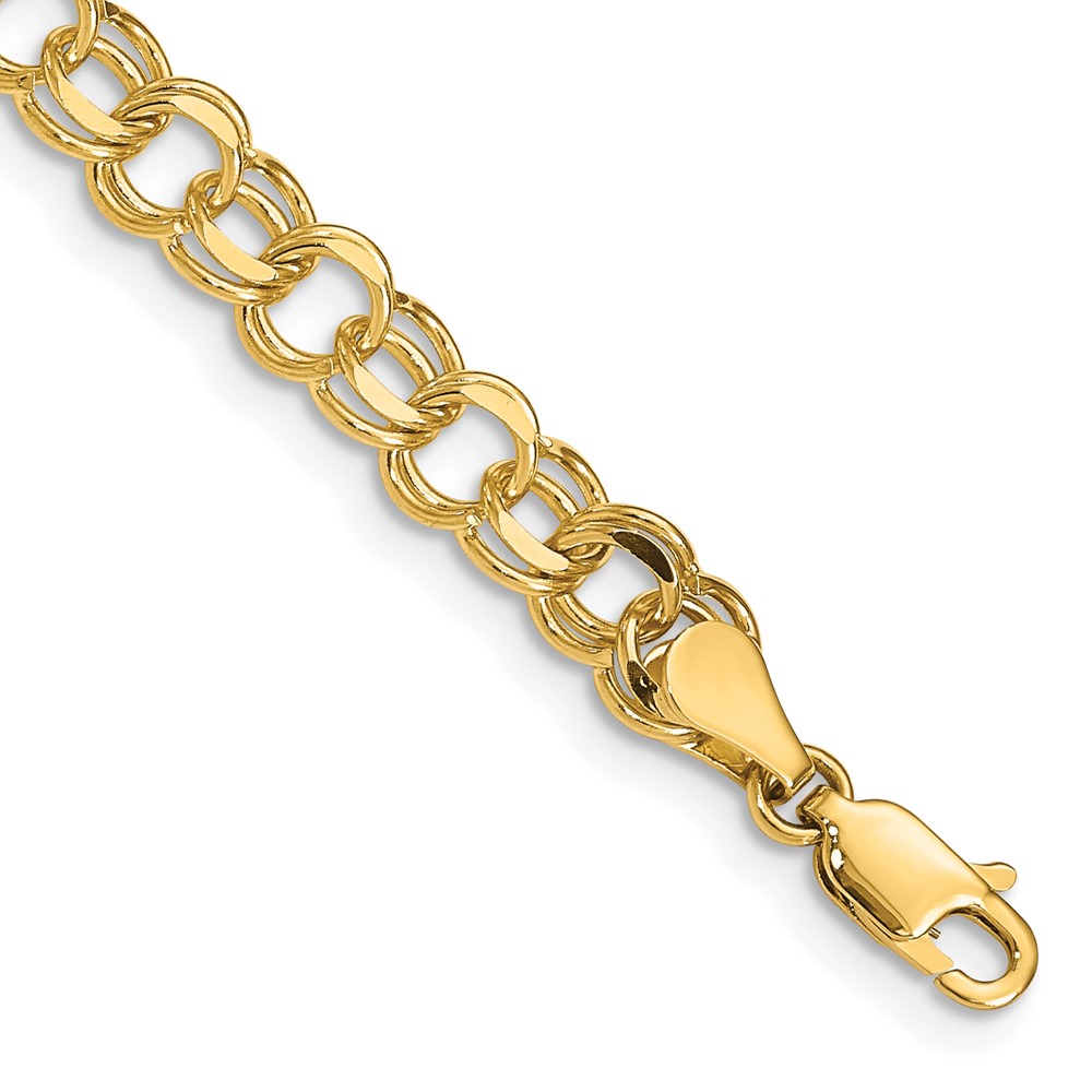 14k 6mm Solid Double Link 7 inch Charm Bracelet (DO503-7)