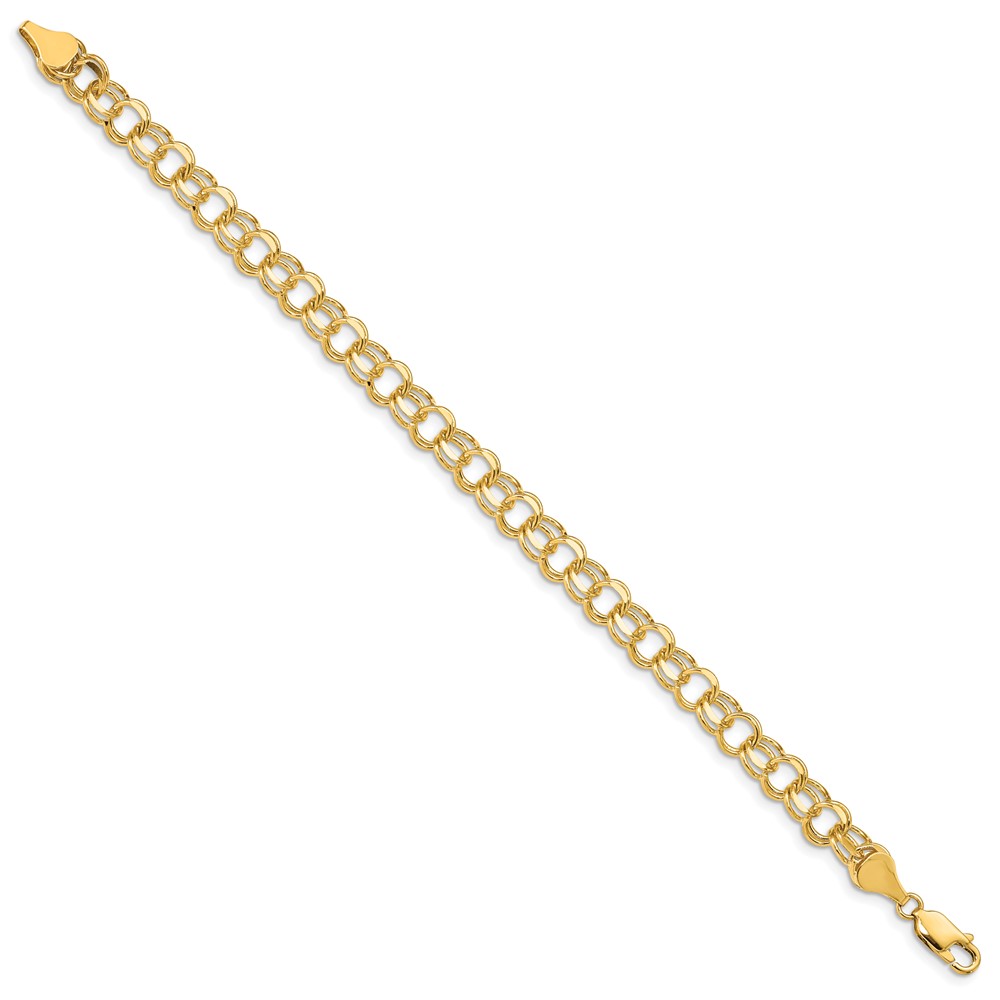 14k 7.5mm Solid Double Link 7 inch Charm Bracelet (DO504-7)