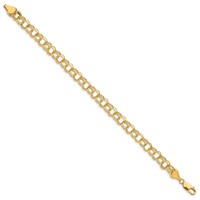 14K 6.5mm Yellow Gold Solid Double Link Charm Bracelet - 7in view 2