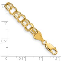 14K 6.5mm Yellow Gold Solid Double Link Charm Bracelet - 7in view 3