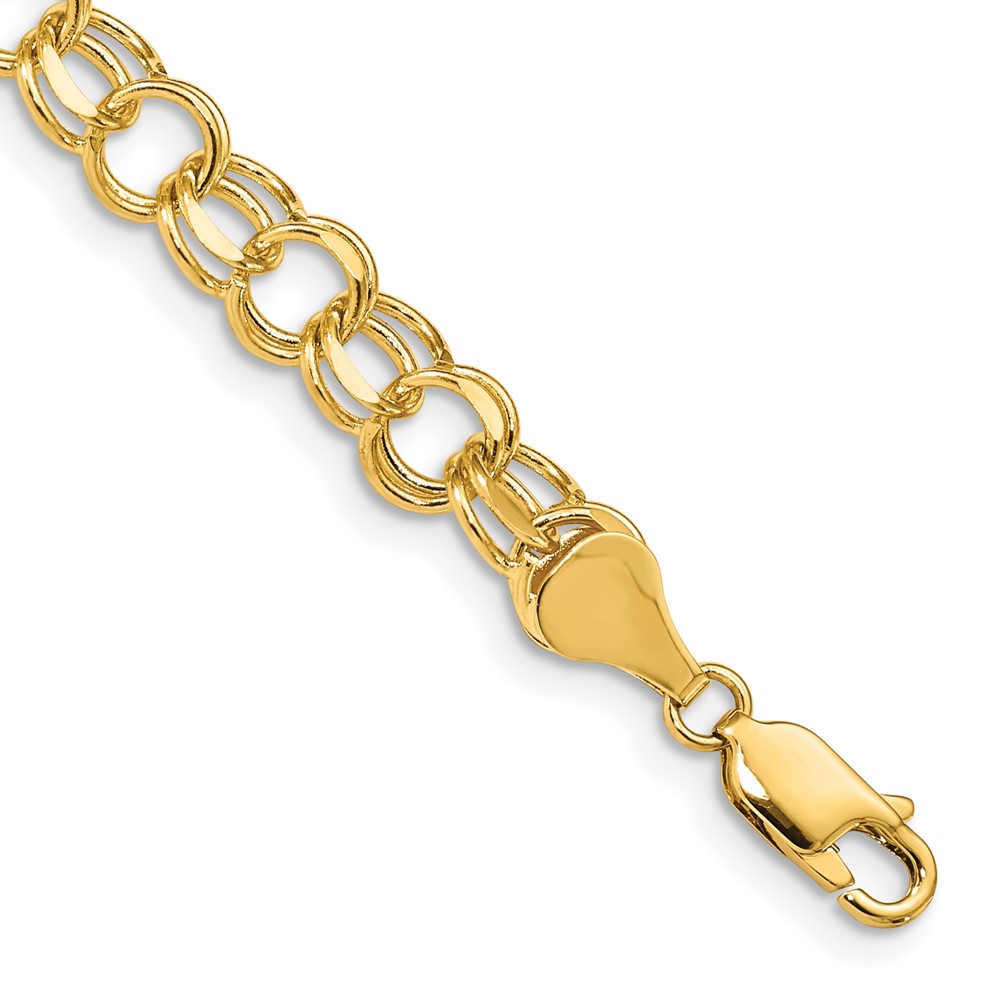 14k 7.5mm Solid Double Link 7 inch Charm Bracelet (DO504-7)