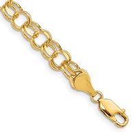 14K 6.5mm Yellow Gold Solid Double Link Charm Bracelet - 7in view 1