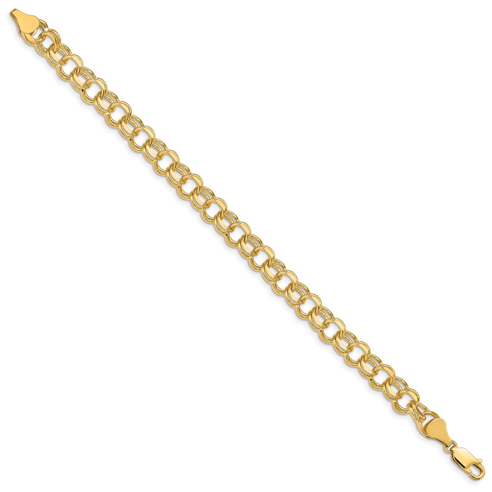 14k 8mm Solid Double Link 8 inch Charm Bracelet (DO505-8)
