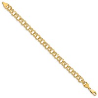14K 8mm Yellow Gold Solid Double Link Charm Bracelet, 7" view 2