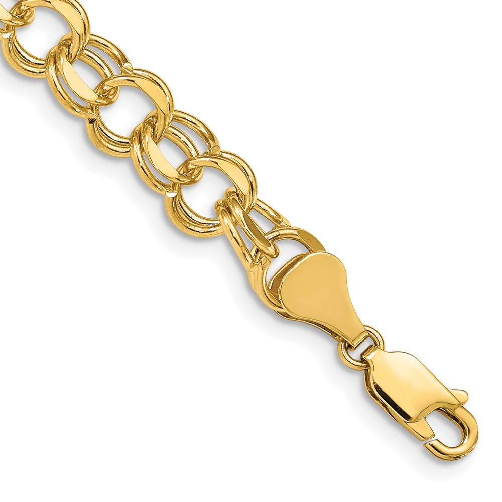 14k 8mm Solid Double Link 7 inch Charm Bracelet (DO505-7)